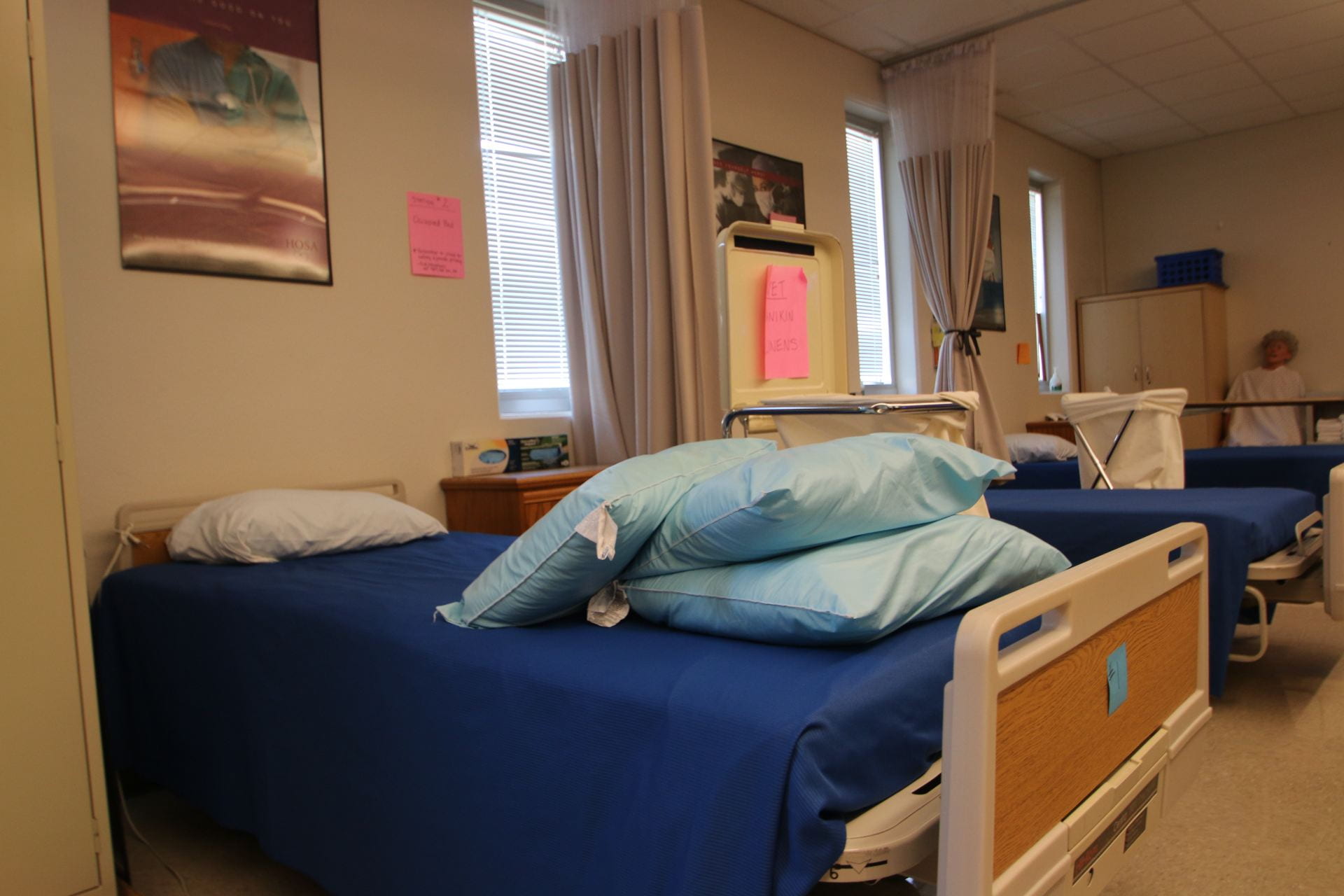Health classroom with hospital beds